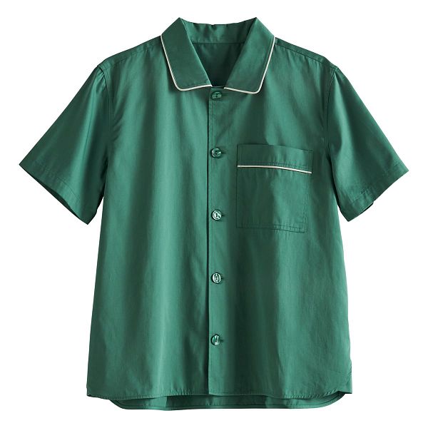 Outline pyjama shirt, short-sleeved, emerald green