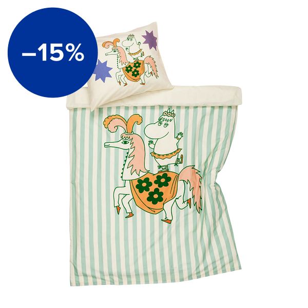 Moomin bedset, 85 x 125 cm, Circus with stripes