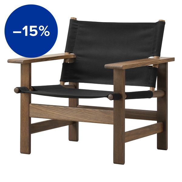 Canvas chair, oiled smoked oak - black canvas