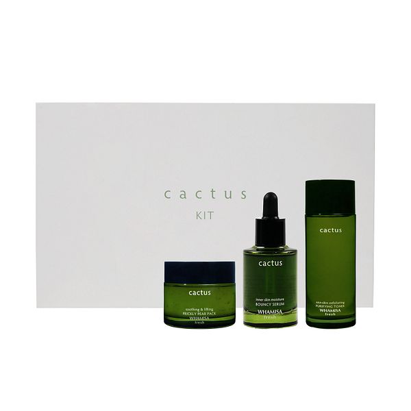 Cactus-tuotesetti - Whamisa Cactus Kit (Serum 33ml + Toner 60ml + Pack 30g)