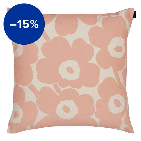 Pieni Unikko cushion cover, 50 x 50 cm, peach - cotton