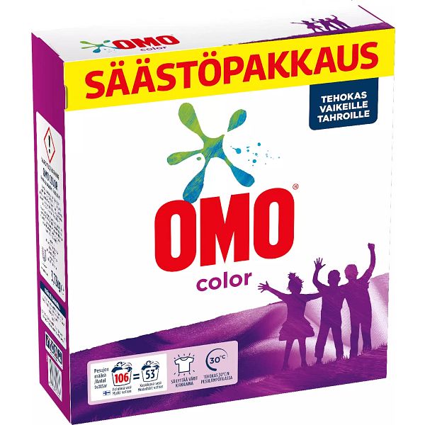 Omo pyykinpesujauhe 3,72kg Color Säästöpakkaus - Jopa 106 pesua