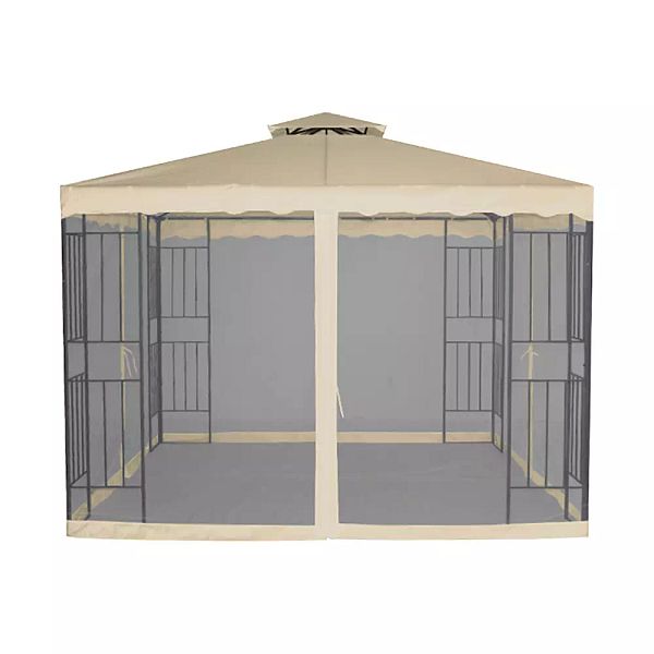 Paviljonki Barcelona 3 x 3 m beige Tyylikäs paviljonki hyttysverkolla