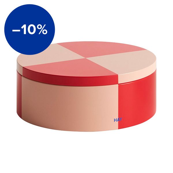 Tin container, round, red - soft pink