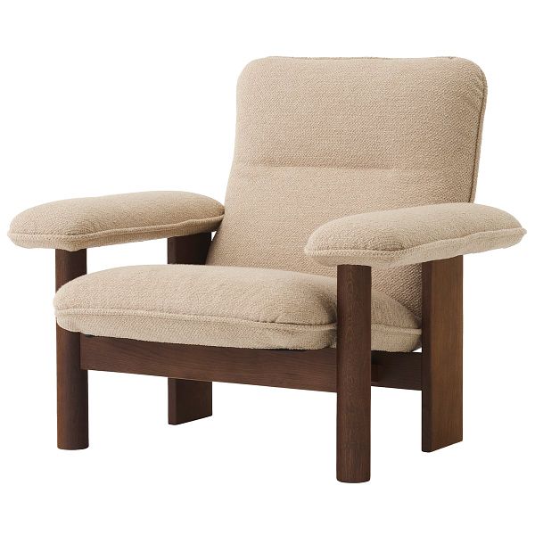 Brasilia lounge chair, dark stained oak - Bouclé 02