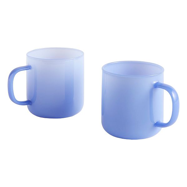 Glass mug, 2 pcs, jade light blue