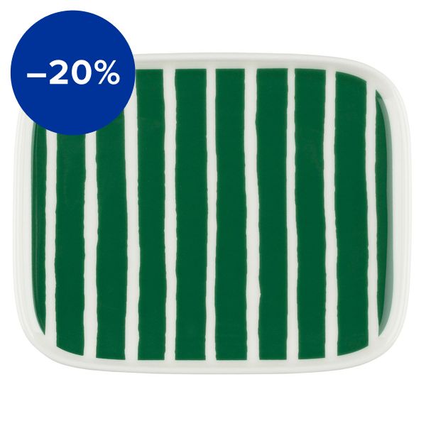 Oiva - Piccolo plate, 15x12 cm, white - green