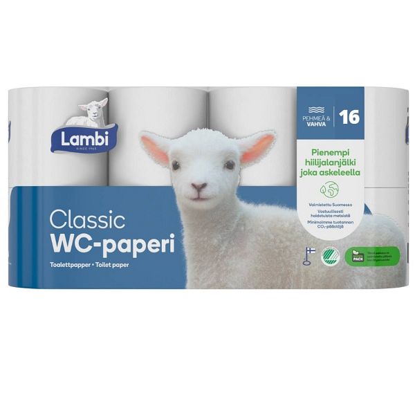 Lambi valkoinen WC-paperi 16rll Valmistettu 100% ensikuidusta