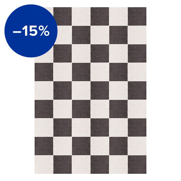 Chess wool rug, black - white
