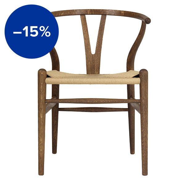 CH24 Wishbone chair, smoked oiled oak - natural cord