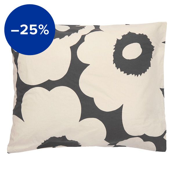Unikko pillowcase, 50 x 60 cm, charcoal - off-white
