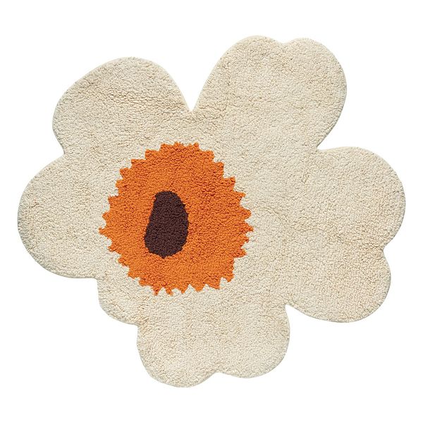 Unikko bathroom rug, cream - warm orange