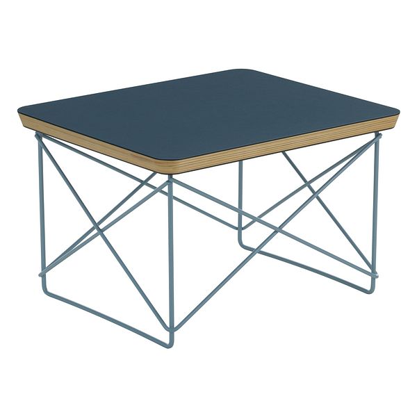 Eames LTR Occasional table, smoke blue linoleum - sky blue