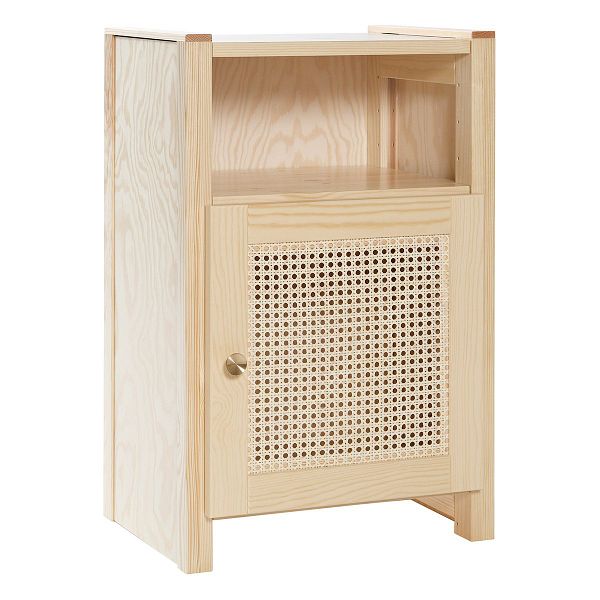 Classic nightstand with door, pine - rattan