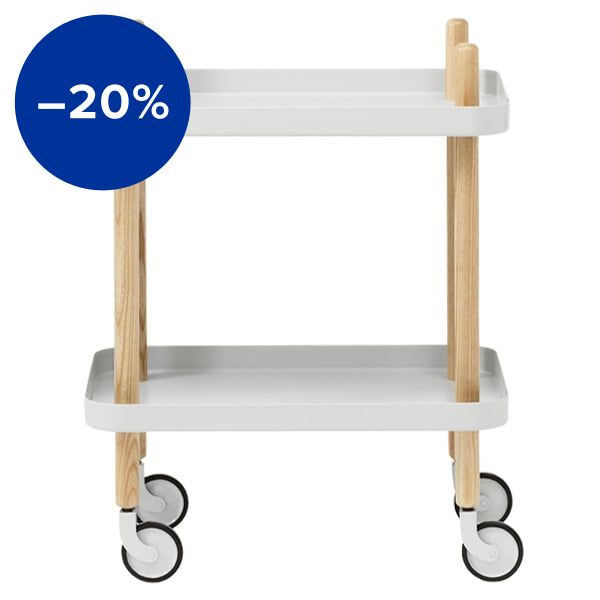 Block table trolley, light grey