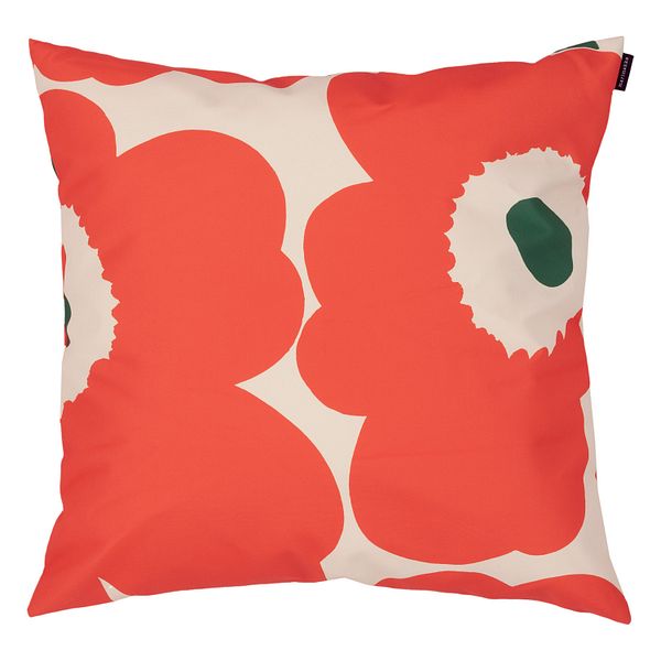 Unikko cushion cover, 50 x 50 cm, cotton - orange - green