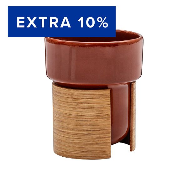 Warm cup 2,4 dl, set of 2, brown - oak