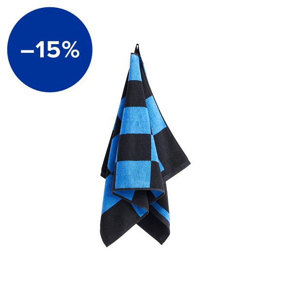 Check hand towel, cobalt blue