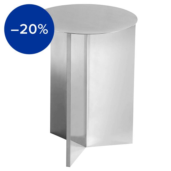 Slit table, 35 cm, high, polished steel