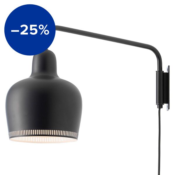 Aalto wall lamp A330S "Golden Bell", black