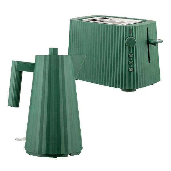 Plissé set, toaster and electric water kettle, 1,7 L, green