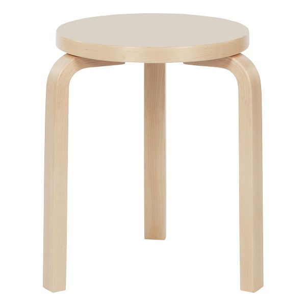 Aalto stool 60, mushroom linoleum - birch