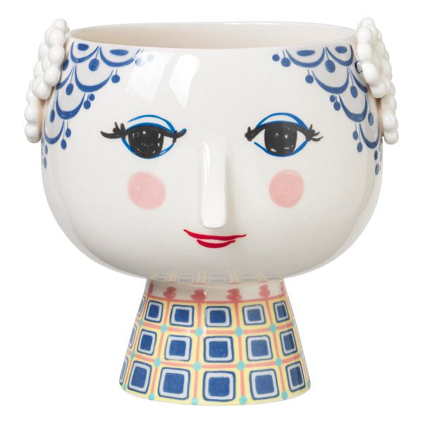 Eva flowerpot on base, 15,5 cm, blue