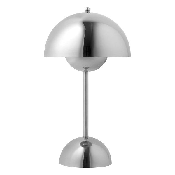 Flowerpot VP9 portable table lamp, chrome plated