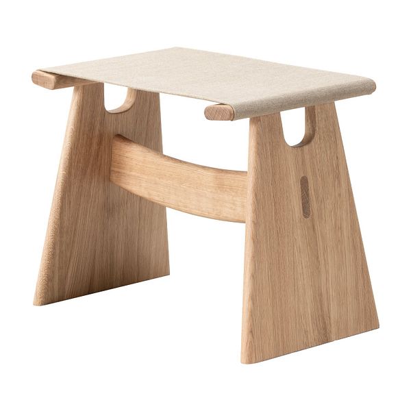 Seto stool, black light oiled oak - natural canvas