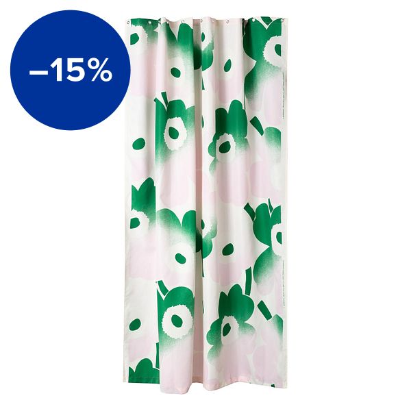 Tenda da doccia Unikko Häivähdys, bianco - rosa - verde