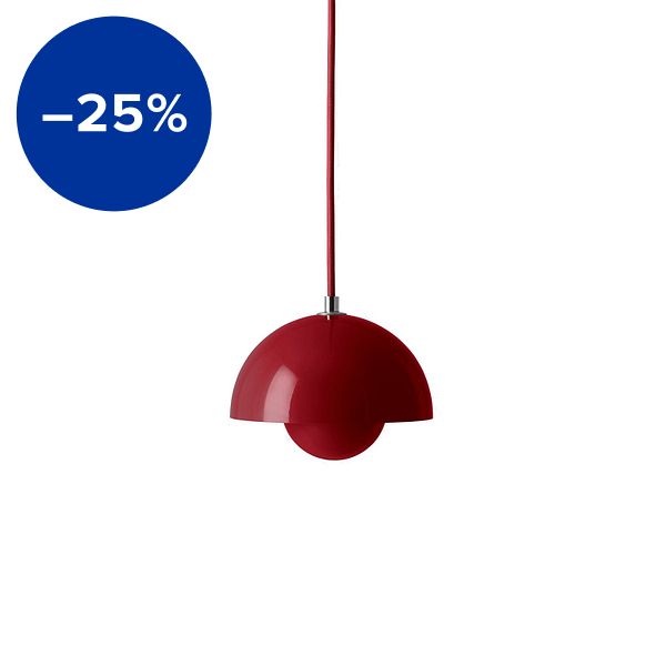 Flowerpot VP10 pendant, vermilion red
