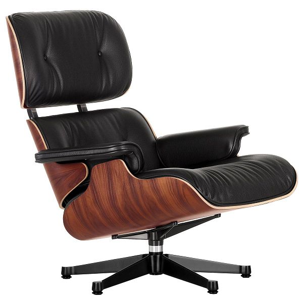 Eames Lounge Chair, new size, palisander - black leather