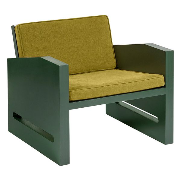 Fred lounge chair, green - mustard