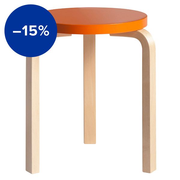 Aalto stool 60, orange - birch