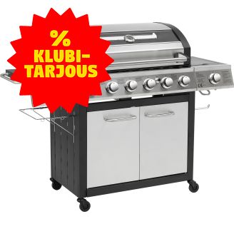 Kaasugrilli BBQ King, 6 + 1 poltinta, lasi-ikkuna