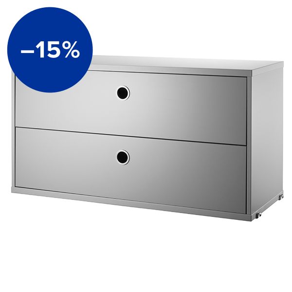 String chest with 2 drawers, 78 x 30 cm, grey