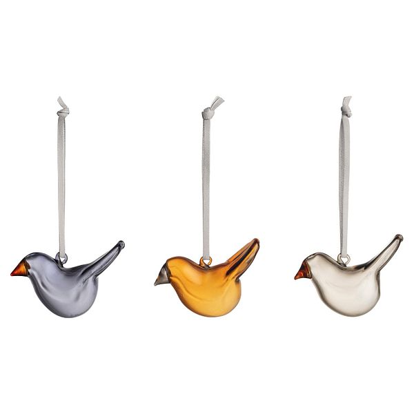 Mini glass bird, 3 pcs, mix