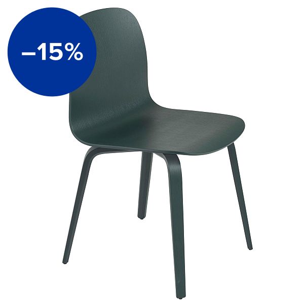 Visu chair, wood base, dark green