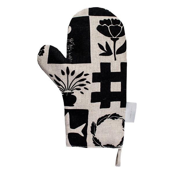 Kaukana kotoa oven mitten, beige - black