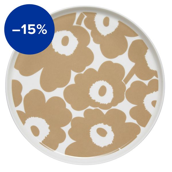 Oiva - Unikko plate 25 cm, white - beige