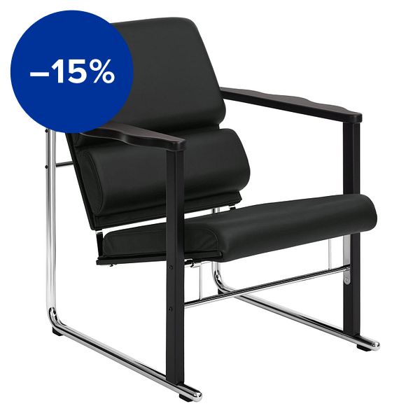 Experiment lounge chair 502, black - black leather