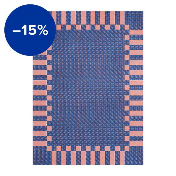 Teklan Frame rug, cobalt salmon