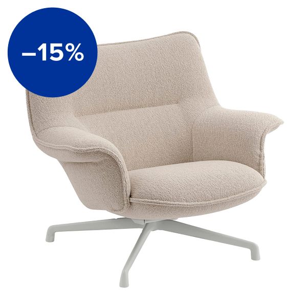Poltrona Doze, bassa, girevole, grigio - beige Hearth 007