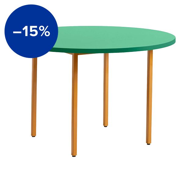 Two-Colour table, 120 cm, ochre - green mint
