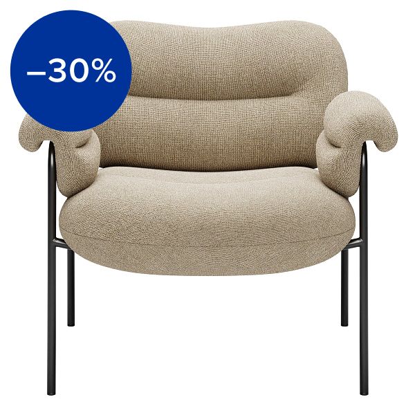 Bollo lounge chair,  Main Line Flax 20 - black