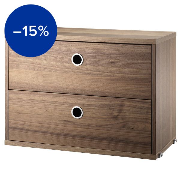 String chest with 2 drawers, 58 x 30 cm, walnut