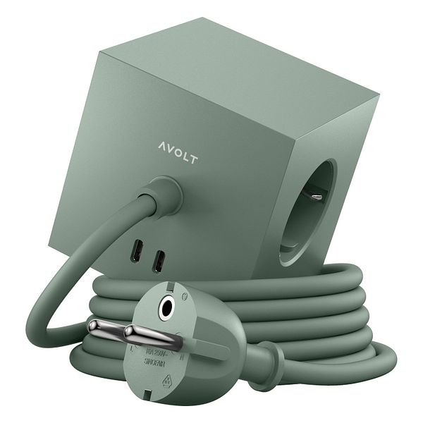 Square 1 USB-C extension cord, 3 m, oak green