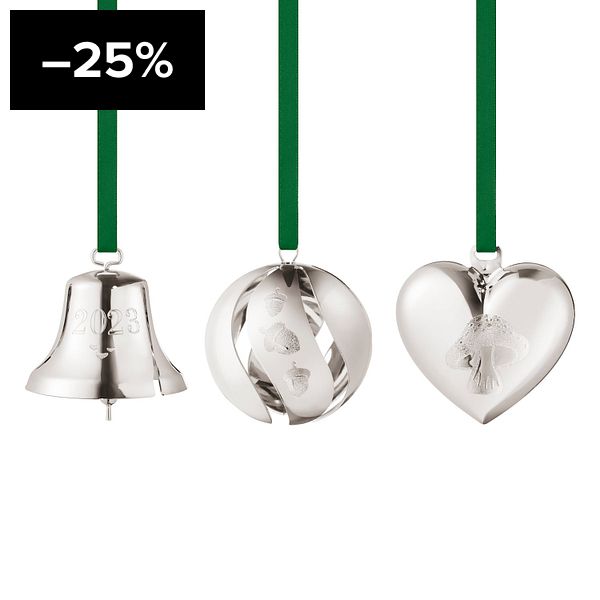 Collectable ornament 2023, 3 pcs, palladium plated brass