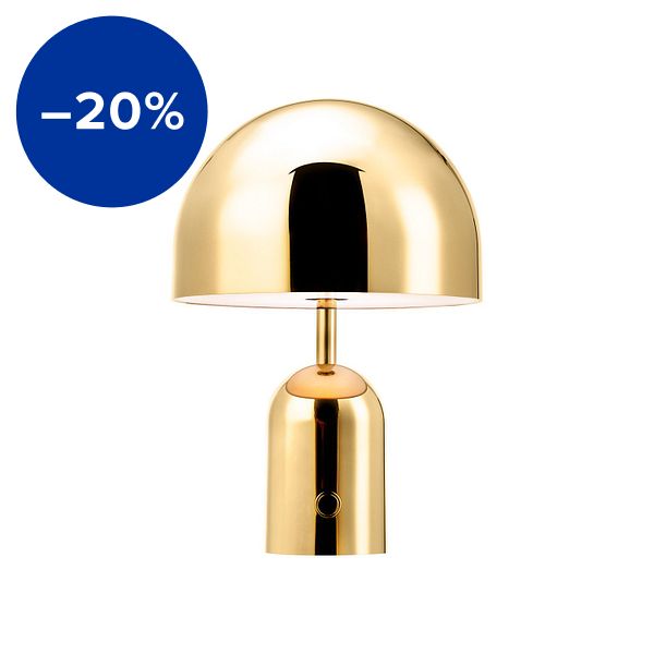 Bell portable LED table lamp, gold