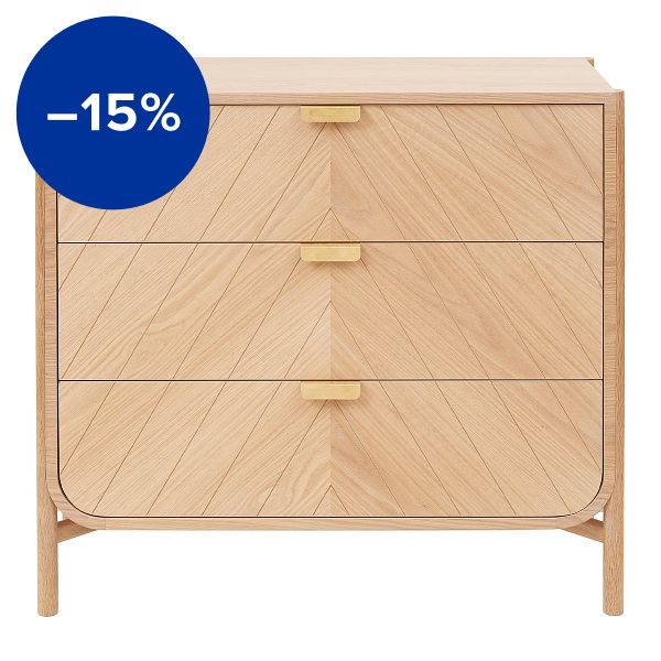 Marius chest of drawers, wide, oak